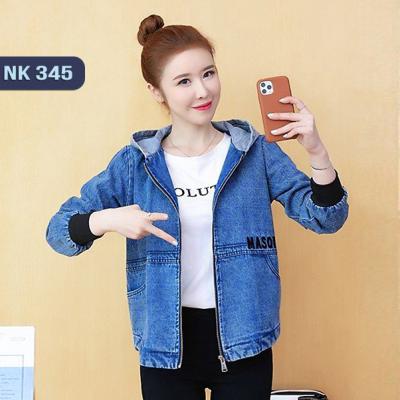 ÁO KHOÁC JEAN NỮ CÓ NÓN PHỐI BO TAY - NK345